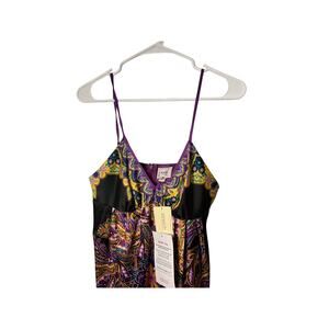 ECI Newyork Slip dress multicolored midi spaghetti strap satin dress paisley
